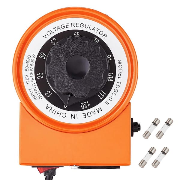 500VA Auto Voltage Regulator, AC Transformer, 3.84 Amp, 110V Input, 0-130V Output, Thermal Control, 4 Fuses for Home