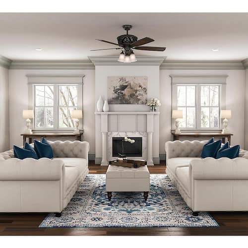 Promenade 54 in. LED Indoor Brittany Bronze Ceiling Fan with Light Kit and Remote Ceiling Fans With Lights
