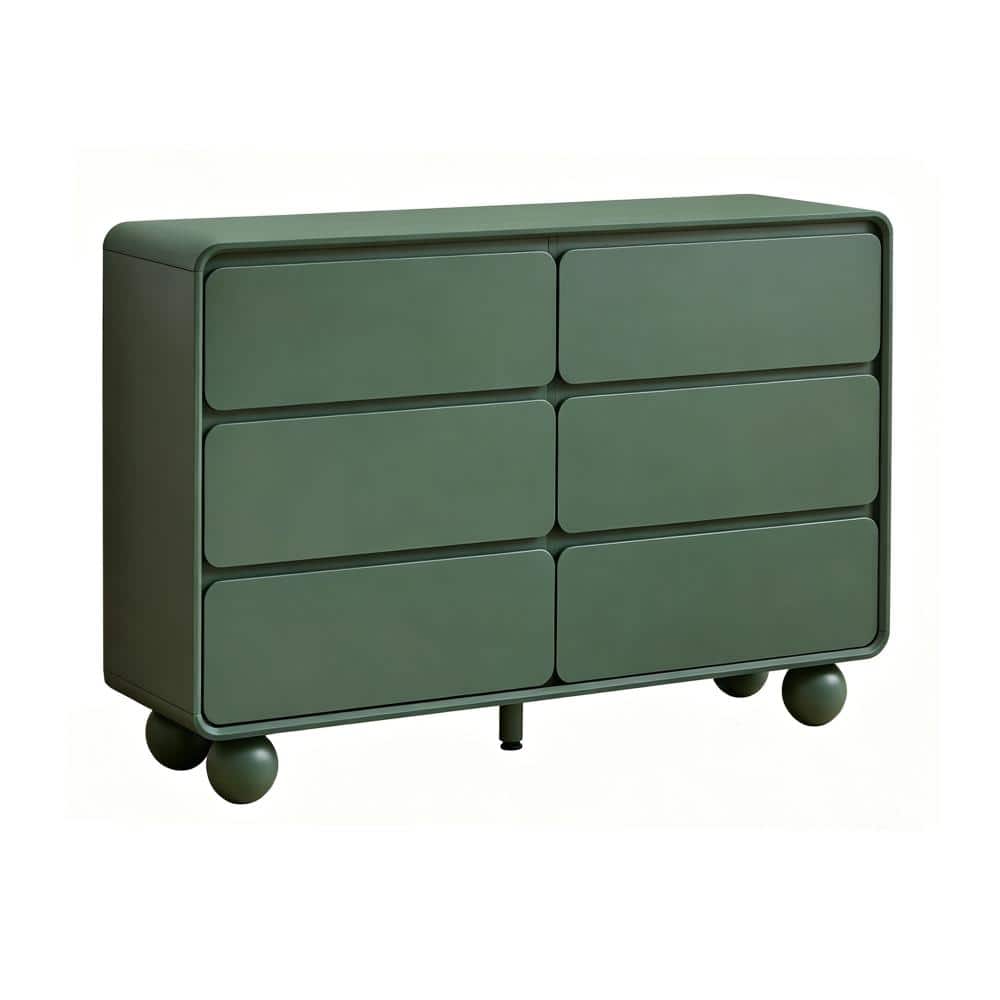 Green 6-Drawer Dresser Without Mirror, Mid-Century Wide Chest of Drawers Bedroom Storage Cabinet price history on PriceWatchPro