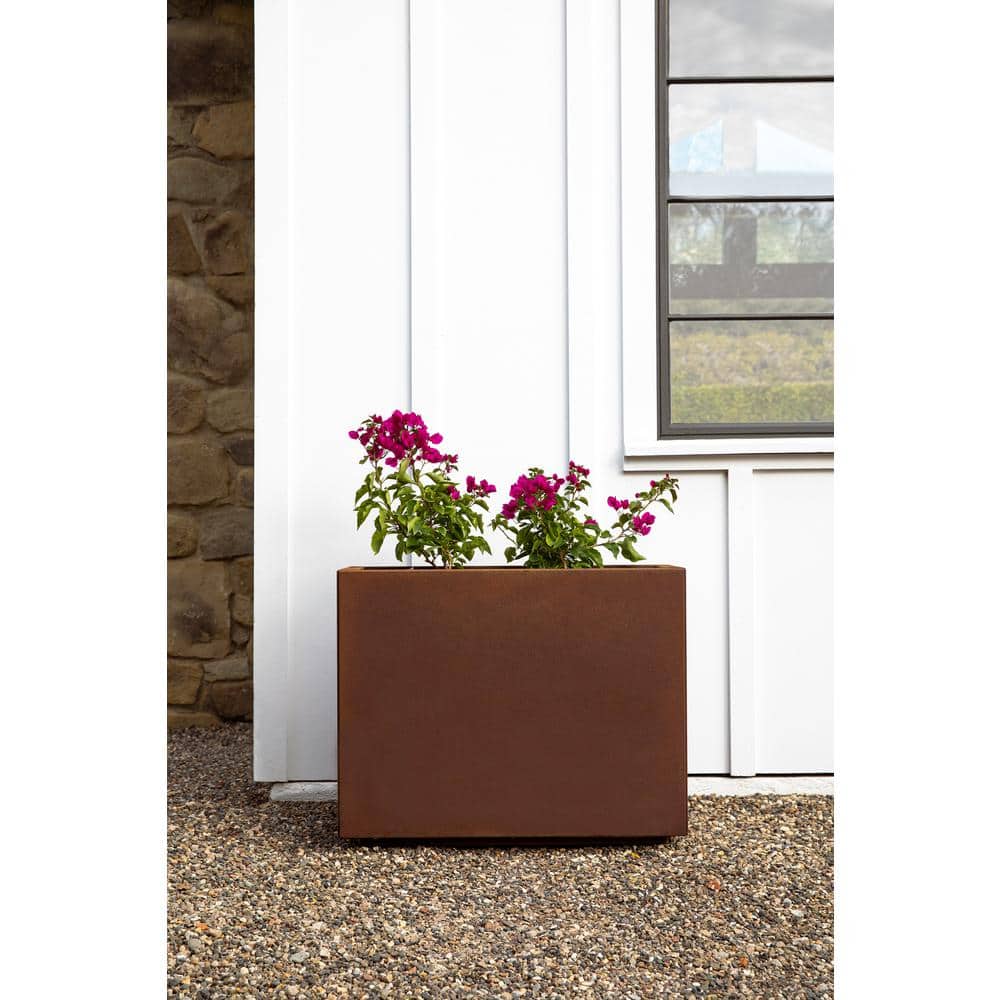 Elegant Corten Steel Rust Finish 24" Outdoor Planter