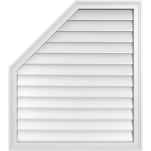 Ekena Millwork 32 in. x 36 in. Octagonal Surface Mount PVC Gable Vent: Decorative with Brickmould Frame
