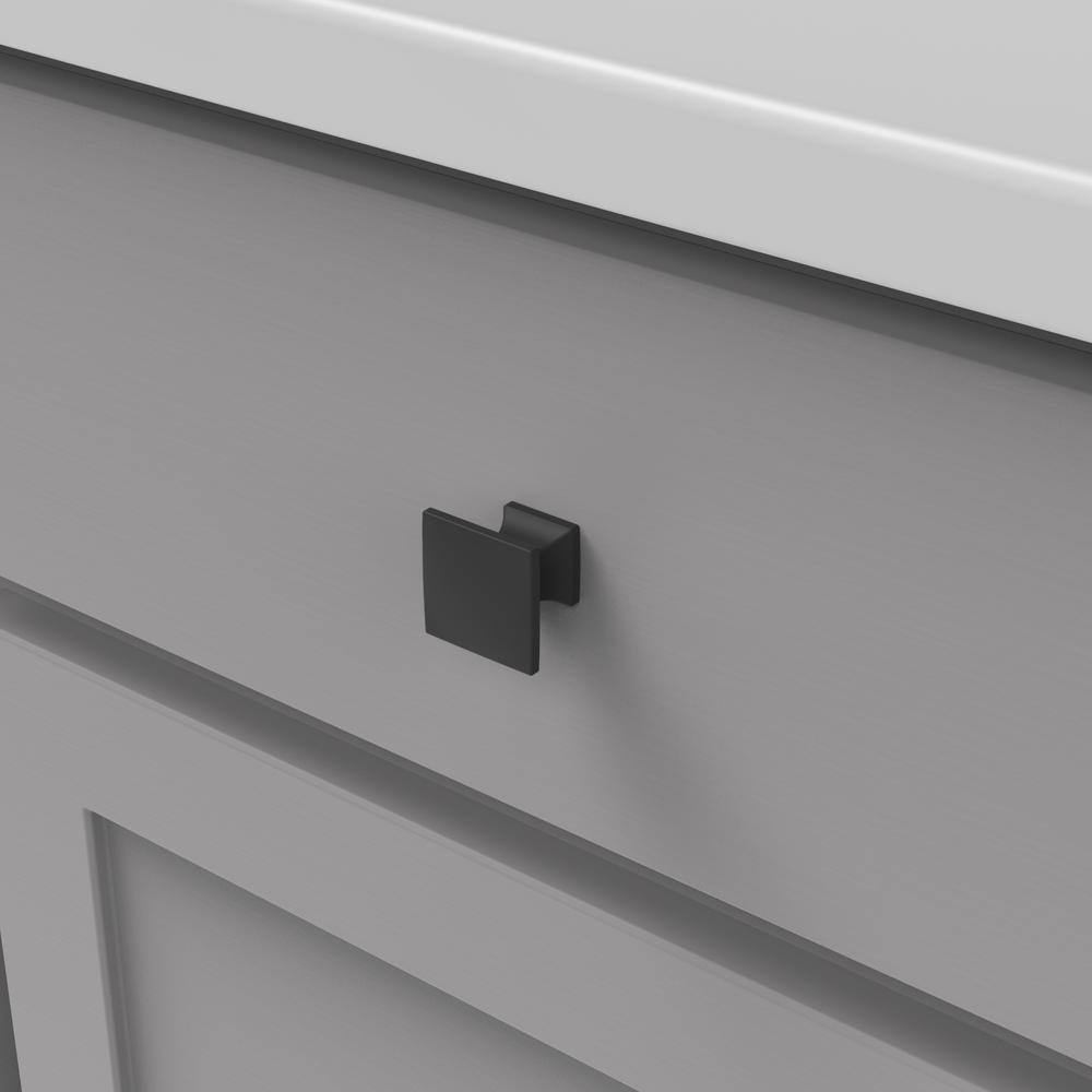Matte Black Square Iron Cabinet Knob with Mounting Hardware