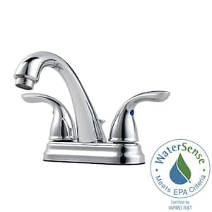 Pfirst Series 4 in. Centerset 2-Handle Bathroom Faucet with Hi-Arc Spout in Polished Chrome