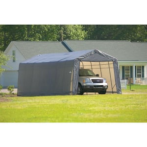 13 ft. W x 28 ft. D x 10 ft. H Steel and Polyethylene Garage without Floor in Grey with Corrosion-Resistant Frame