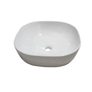 16 in. Square White Ceramic Bathroom Vanity Sink
