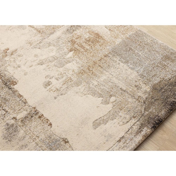 Aethera Collections 8' x 11' (7'10" x 10'10") Beige Distressed, Organic Indoor Area Rug