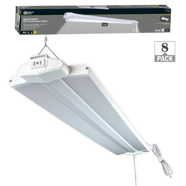 8-Pack 3.3 ft. Adjustable Lens Linkable Integrated LED White Shop Light with Pull Chain 10,000LM Bright White 4000K
