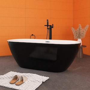 60 in. x 29 in. Freestanding Soaking Bathtub with Center Drain in Black