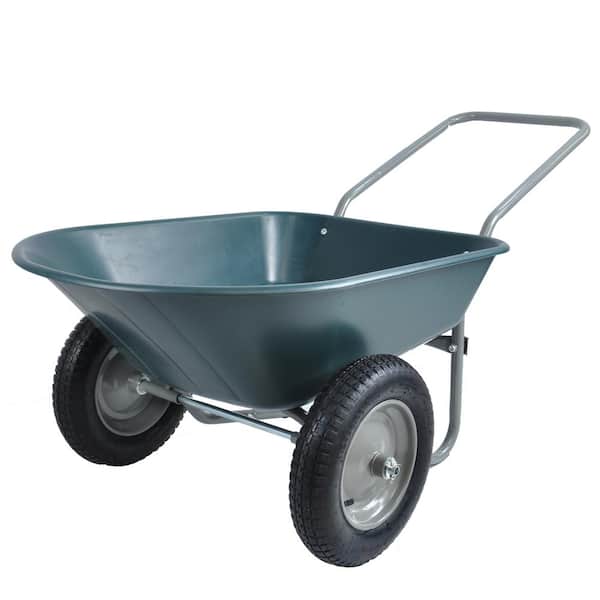 Xzkai 4 cu.ft. Metal Garden Cart with Steel Frame and Pneumatic Tire, Gray