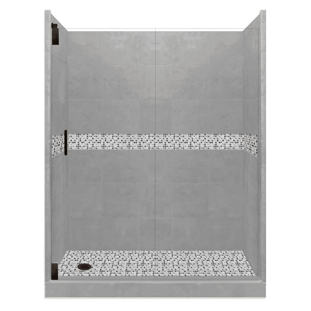 Del Mar Grand Hinged 36 in. x 60 in. x 80 in. Left Drain Alcove Shower Kit in Wet Cement and Black Pipe Hardware price history on PriceWatchPro