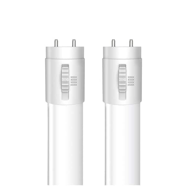 Feit Electric 32-Watt 4 ft. T8 G13 Type A Plug and Play Linear LED Tube Light Bulb, Selectable White 3000K,4000K,5000K,6500K (2-Pack)
