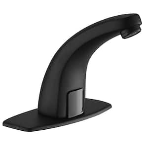 Touchless Automatic Motion Sensor Single Hole Bathroom Faucet with Temperature Control Mixing Valve in Matte Black