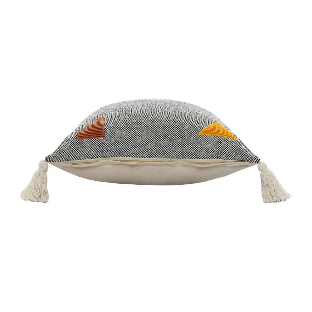 Zeal 20" Gray and Orange Bohemian Throw Pillow