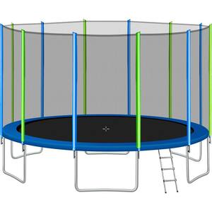 Kids Basketball Trampoline Merax 15 FT Trampoline with Safety Enclosure Net Basketball Hoop and Ladder 2019 Upgraded 