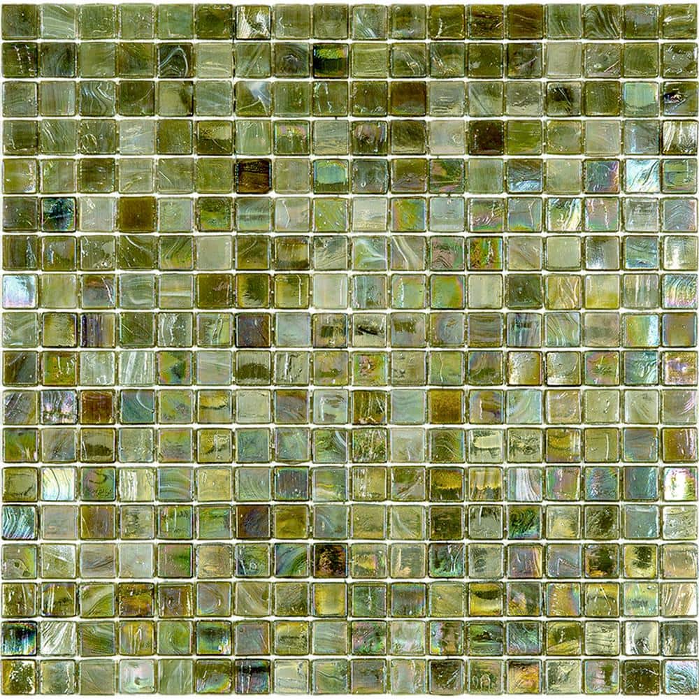 Skosh Glossy Green and Brown Glass Mosaic Tile
