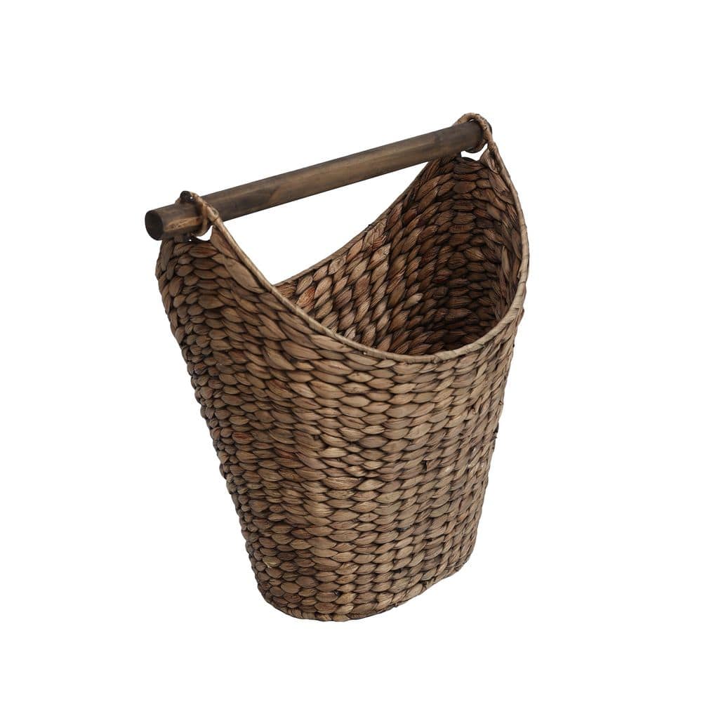 Talia Classic Coastal Hand-Woven Water Hyacinth Toilet Paper Basket with Wood Bar, Brown price history on PriceWatchPro