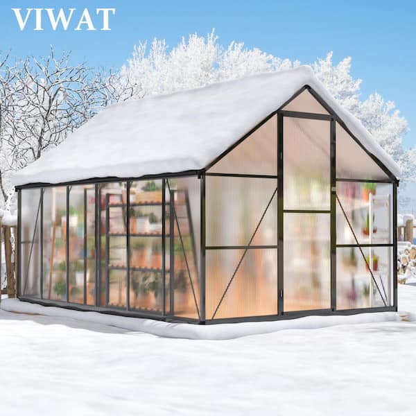 VIWAT 8 ft. W x 12 ft. D Greenhouse for Outdoors, Polycarbonate