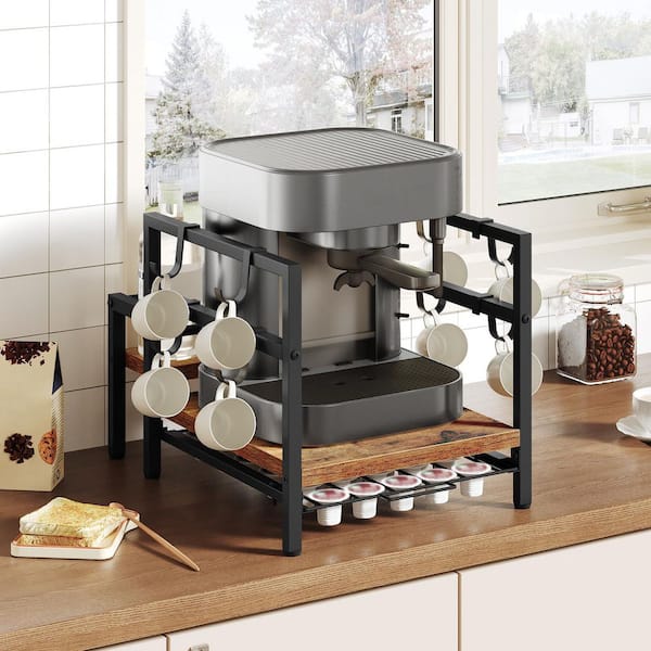K Cup Holder Coffee Pod Organizer for Counter with Mug Rack and Coffee Maker Stand, Coffee Station for Syrup Bottles