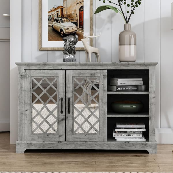 GALANO Millicent Mexican Gray 45.7 in. 2 Door Sideboard with Shelves
