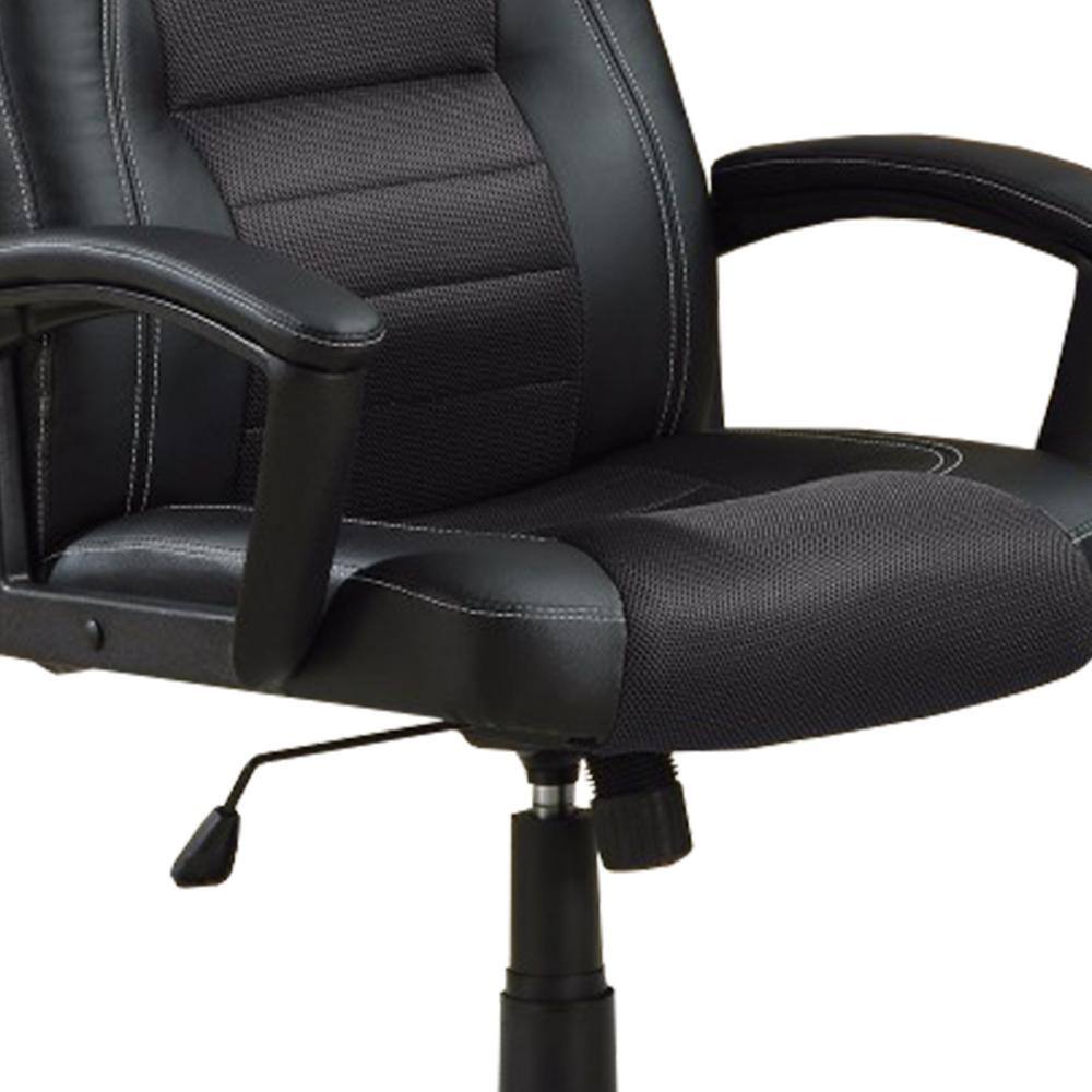 Modern High-Back Black Leather Swivel Executive Chair with Metal Accents