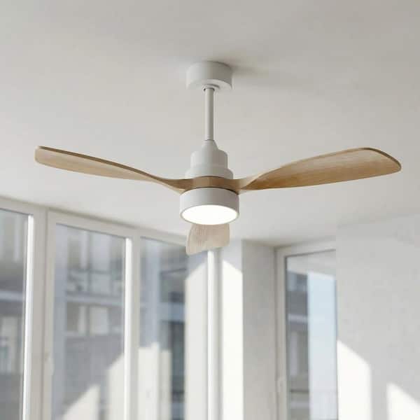 48 in. Integrated LED Indoor Downrod Mount Oak Standard Ceiling Fan with Dimmable Light and Remote 6-Speed