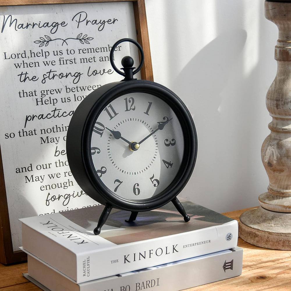 Alcott Hill® Digital Metal Mechanical Tabletop Clock in Black