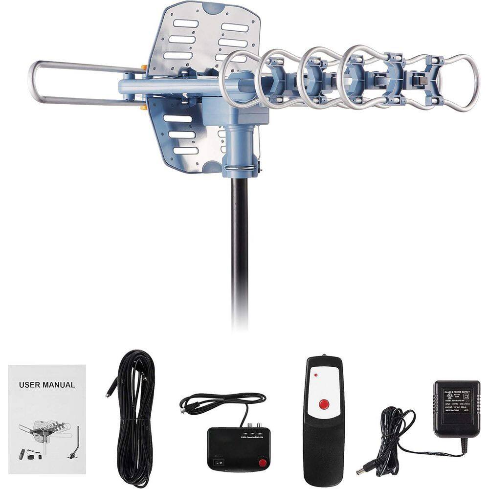 Outdoor Digital Amplified HDTV Antenna 150 Mile 360 ° Rotation Wireless Remote 59 ft. RG6 Coax Cable Dual TV Support price history on PriceWatchPro