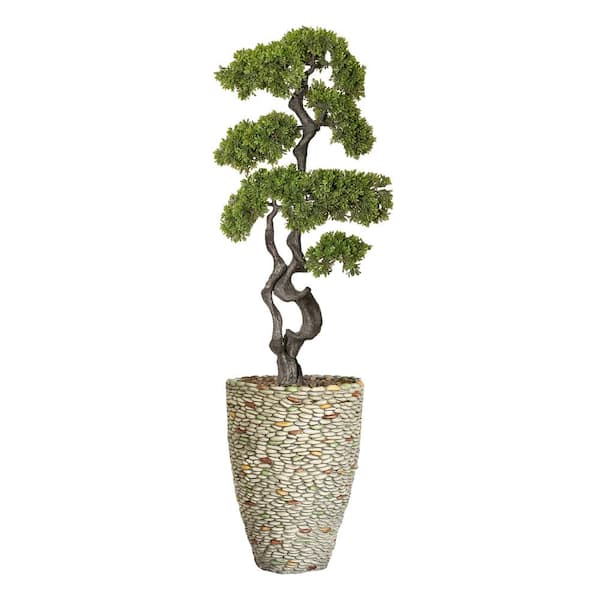 VINTAGE HOME 48 in. High Artificial Podocarpus Macrophyllus Plant with Fiberstone Planter
