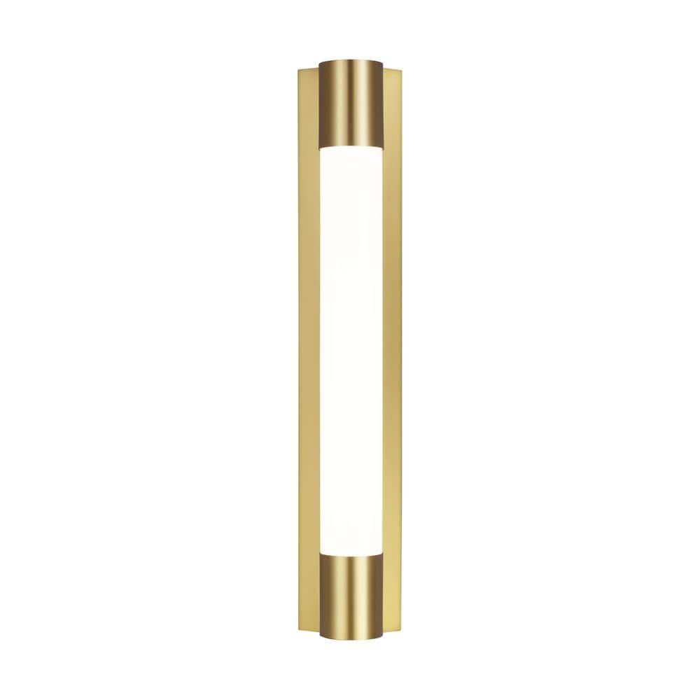 Loring 5 in. W x 27 in. H 1-Light Burnished Brass Dimmable LED Medium Vanity Light Bar with Milk Glass Shade price history on PriceWatchPro