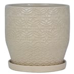 10 in. Dia Ivory Rivage Ceramic Decorative Pot
