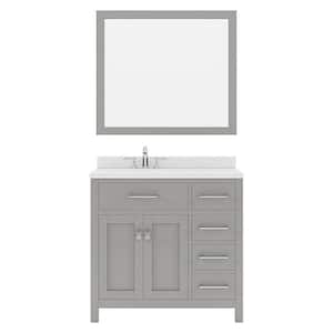 Caroline Parkway 36 in. W x 22 in. D x 35 in. H Single Sink Bath Vanity in Gray with Quartz Top and Mirror