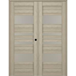 Romi 36" x 84" Left Hand Active 5-Lite Frosted Glass Shambor Wood Composite Double Prehung Interior Door
