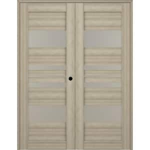 Romi 56" x 84" Left Hand Active 5-Lite Frosted Glass Shambor Wood Composite Double Prehung Interior Door