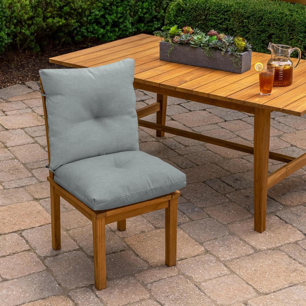 Stone Grey Tufted Polyester Outdoor Dining Chair Cushion