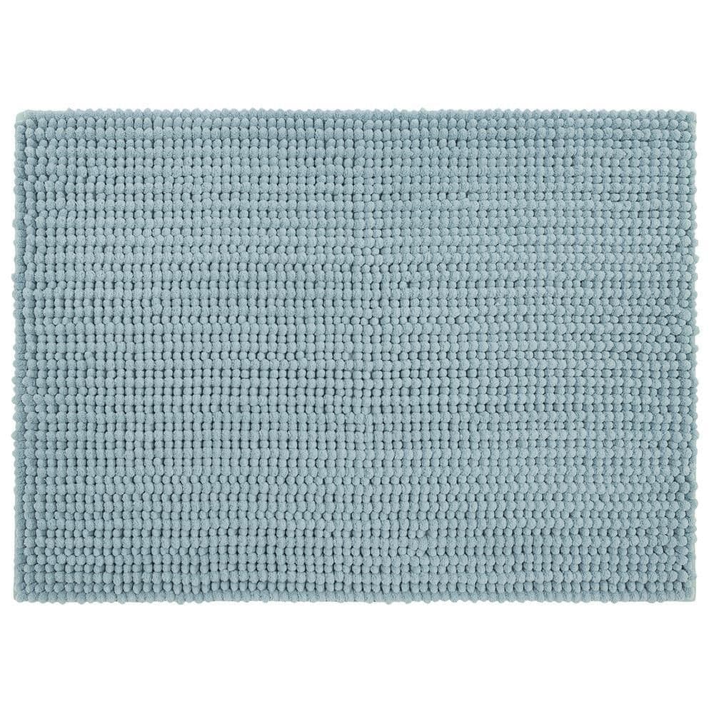 Glacier Blue Polyester Flat Pile Bathroom Rug 34" x 20"