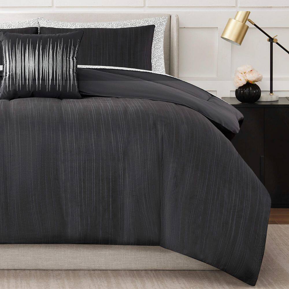 Lena 8-Piece Charcoal Geometric Microfiber Queen Bed in a Bag Comforter Set price history on PriceWatchPro