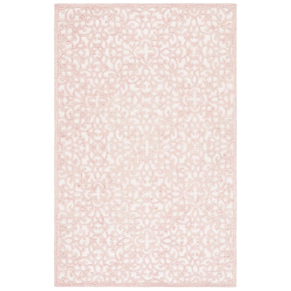 SAFAVIEH Trace Ivory/Pink 5 ft. x 8 ft. Distressed Floral Area Rug