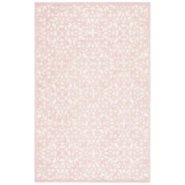 SAFAVIEH Trace Ivory/Pink 6 ft. x 9 ft. Distressed Floral Area Rug