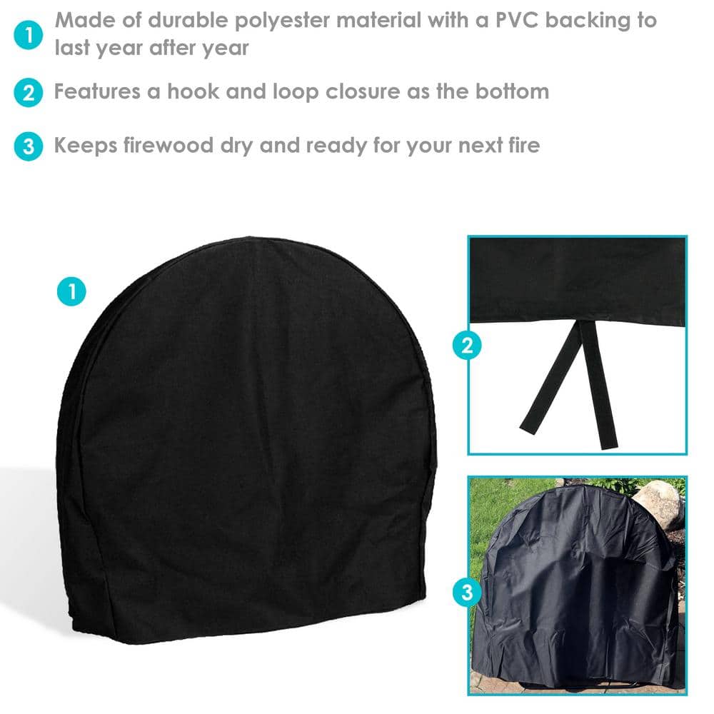 Black Polyester Firewood Log Rack Cover with PVC Backing