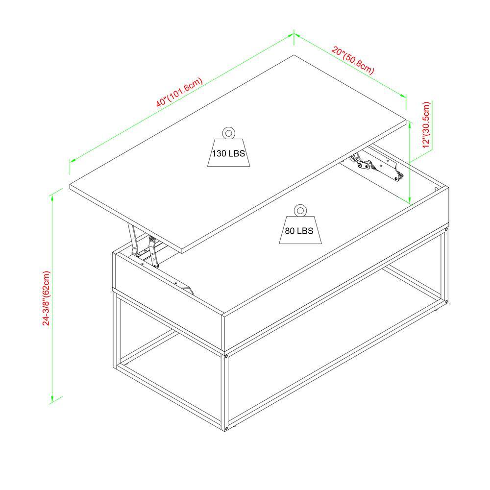 English Oak Lift-Top Coffee Table with Marble and Storage