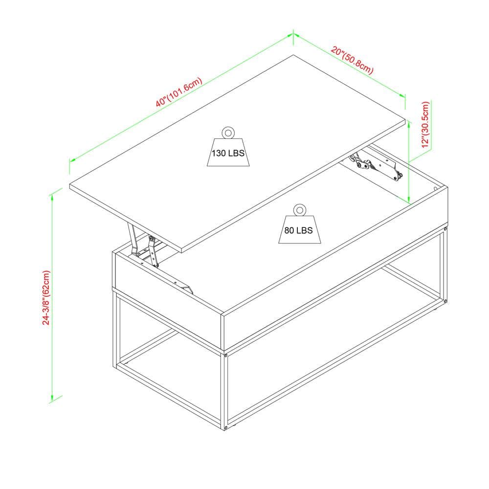English Oak Lift-Top Coffee Table with Marble and Storage