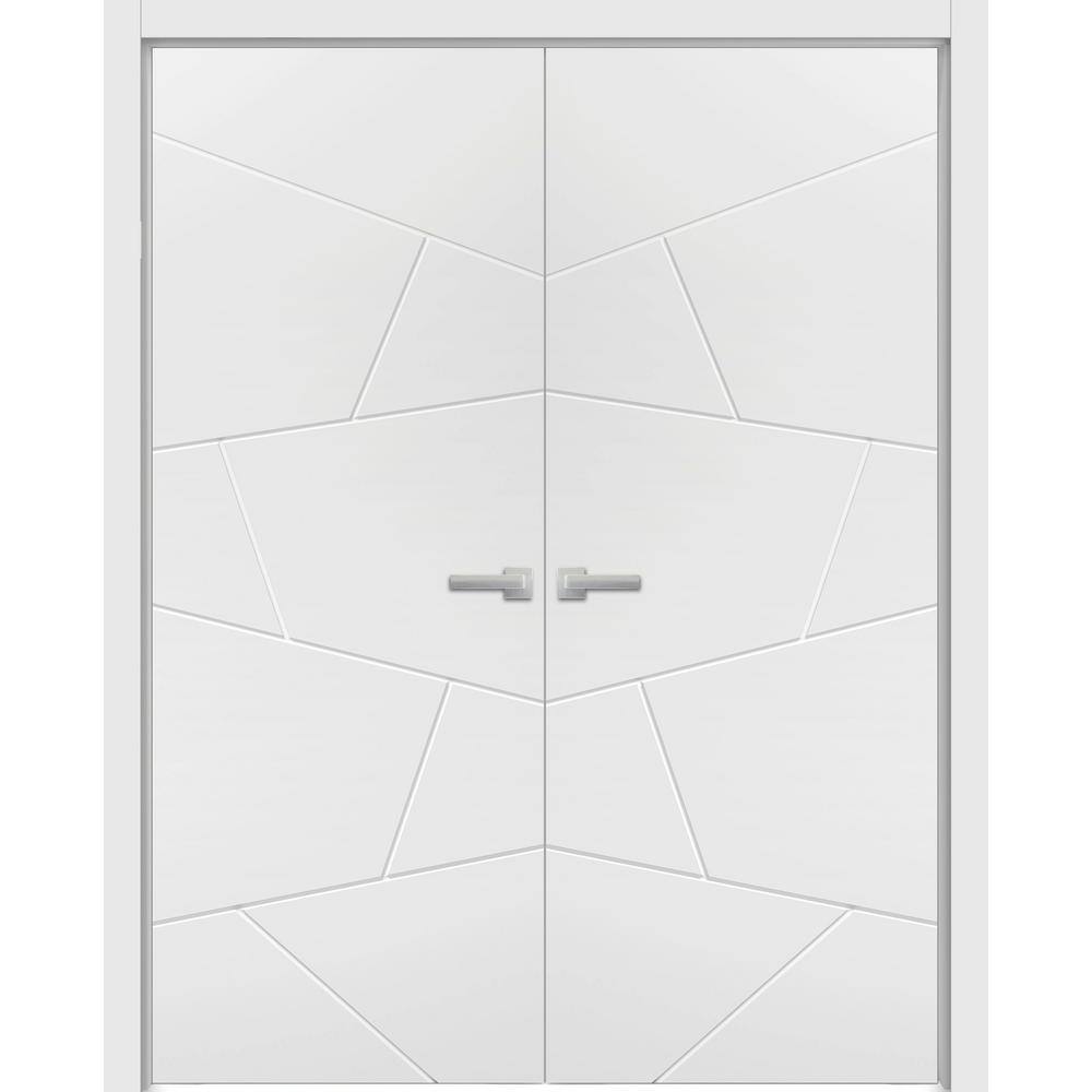 48 in. x 80 in. 2 Panel Painted White Finished Solid Wood Sliding Door with Hardware price history on PriceWatchPro