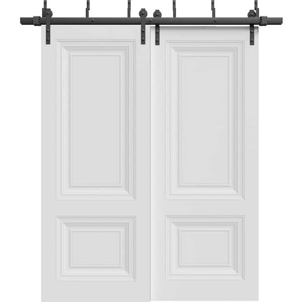 7772 56 in. x 80 in. Sold Core White Color Wood Sliding Barn Door with Hardware Kit