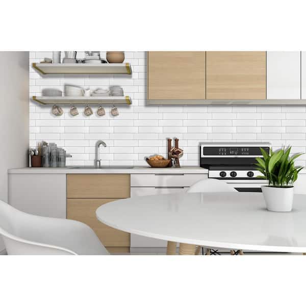 White Long Subway 10.83 in. x 11.81 in. SPC Peel and Stick Backsplash Tile (0.9 sq. ft./pack)
