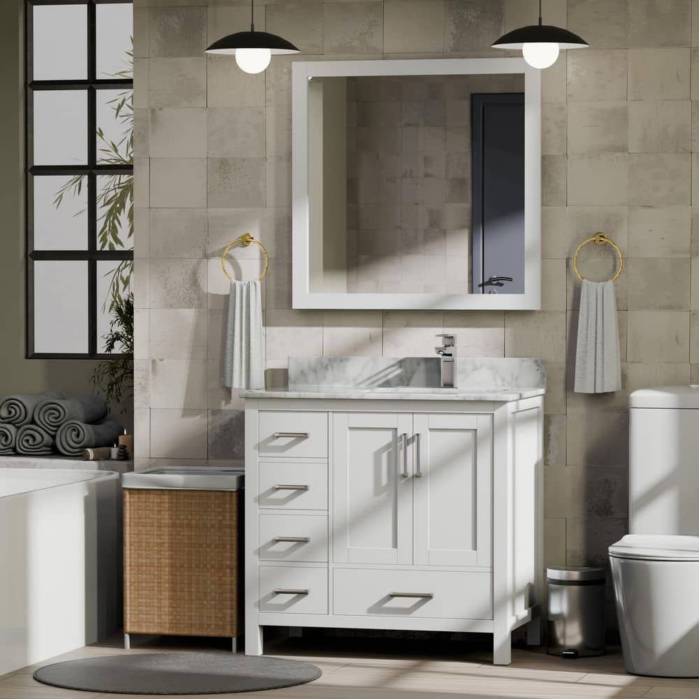 Jacques 36 in. W x 22 in. D Right Offset White Bath Vanity and Carrara Marble Top price history on PriceWatchPro