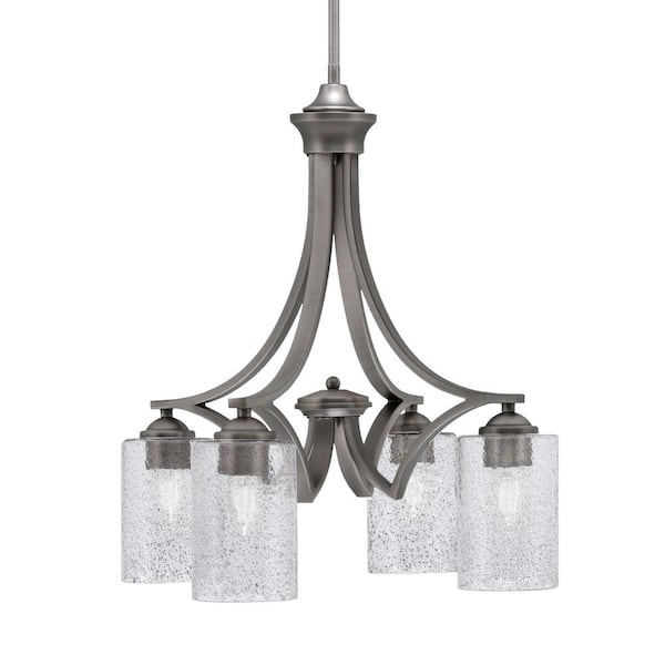 Unbranded Clevelend 4-Light Graphite Chandelier, Round Chandelier with 4 in. Smoke Bubble Glass Shades, No bulbs included