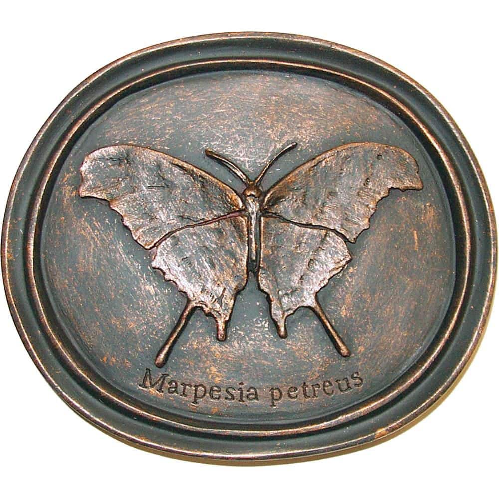 Antique Bronze Resin 8 in. W x 7 in. H Oval Butterfly Plaque Home Wall Deco