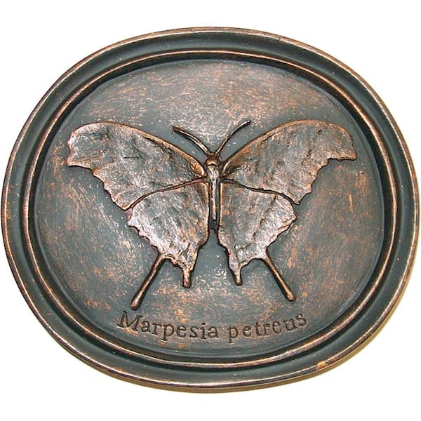Unbranded Antique Bronze Resin 8 in. W x 7 in. H Oval Butterfly Plaque Home Wall Decor Single Piece