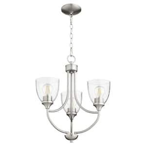 Enclave 3-Light Satin Nickel Chandelier with Clear Seeded Glass