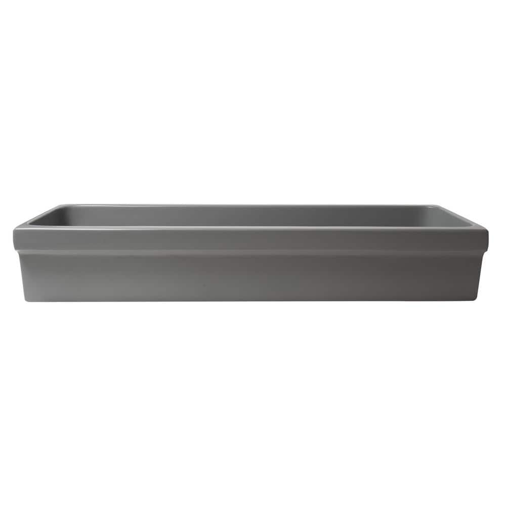 48" Matte Gray Ceramic Undermount Vessel Sink